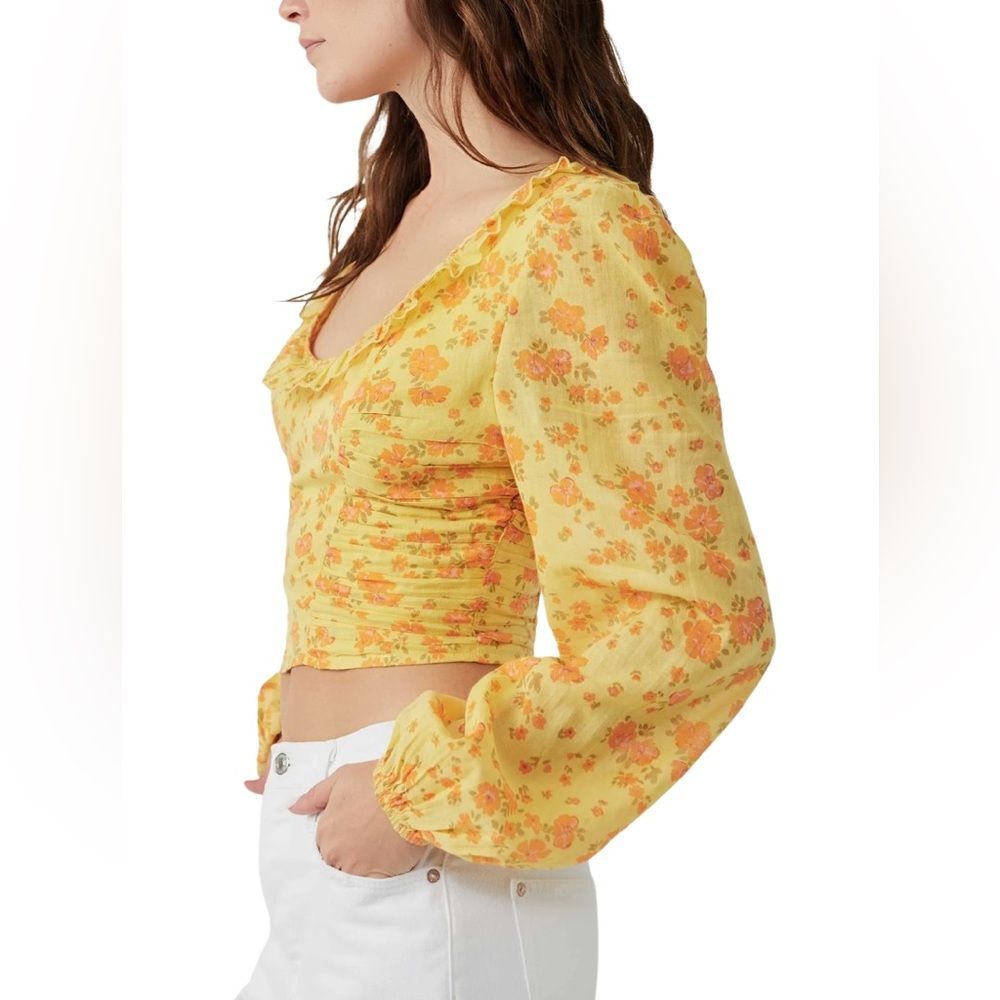 Free People Another Life Print Crop Top in Honey Combo. XL - Picture 3 of 7